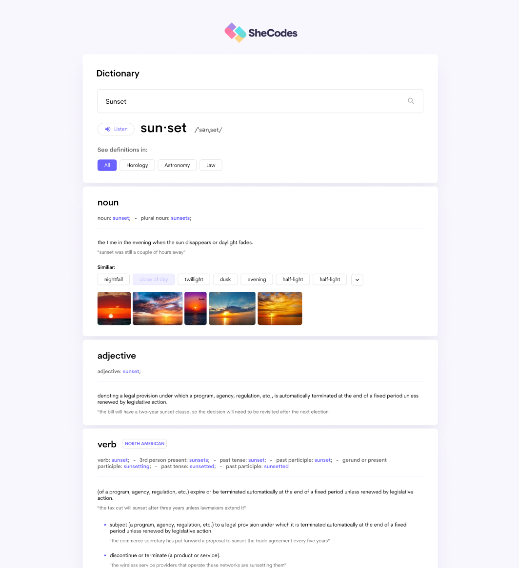 Dictionary app preview